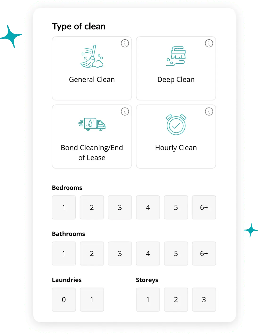 Simply Spotless home cleaning services, booking steps visualisation